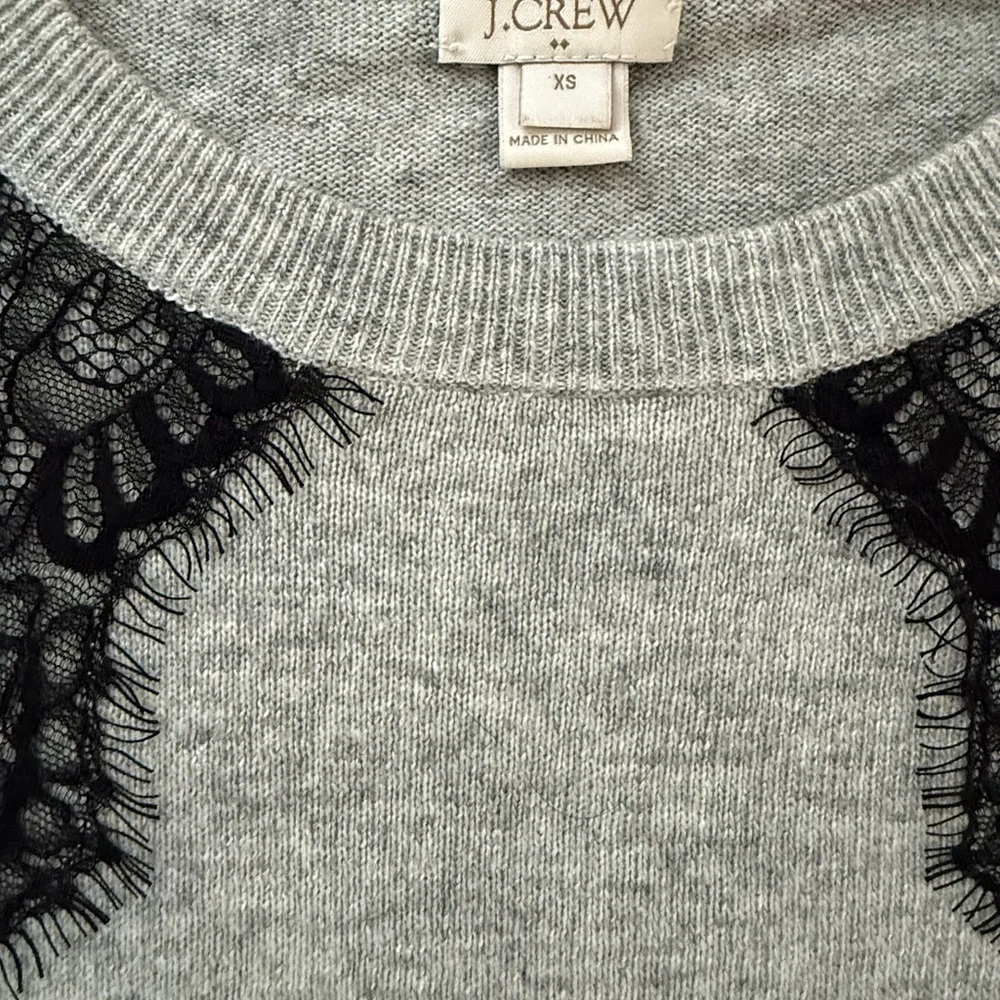 J. Crew Crewneck sweater with lace detail holiday size xs